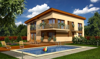 Multi-storey house for a narrow plot with a garage.